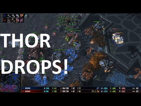 Starcraft 2 - TvZ - THOR DROPS! - TIME vs SortOf on Cerulean Fall