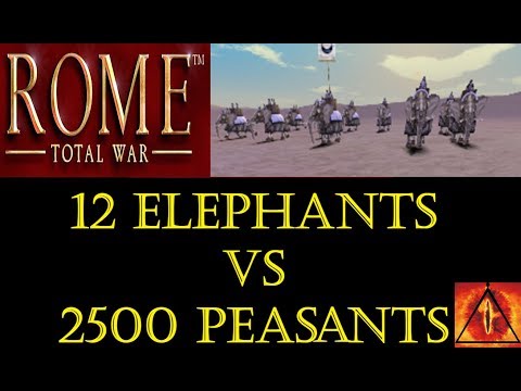 Rome Total War: 12 Elephants Vs 2500 Peasants (A.I. Only Battle)