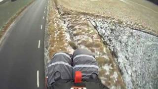 preview picture of video 'Paramotor tight landing spot, winterflight over Sweden.'