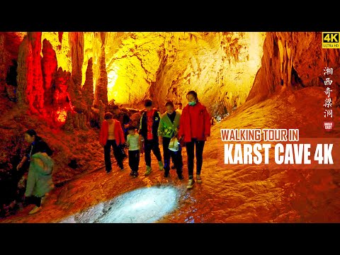 Caminhando na caverna Qiliang | Maravilhosos relevos cársticos da China | 4K HDR | Hunan | Hunan | Huanghuang | Caverna Qiliang