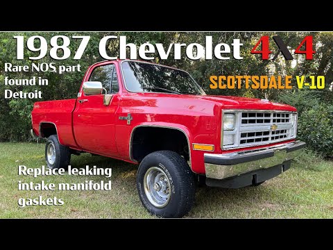 1987 Chevrolet 4X4 Replace Intake Manifold Gaskets and Set Timing TBI Engine Square Body. ASMR