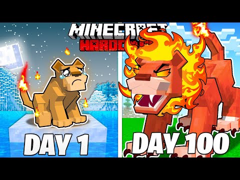 I Survived 100 Days as a FIRE LION in HARDCORE Minecraft