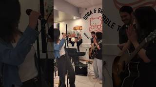 HNK boba and broth pre-performance sound check of our band Asian Economics.
