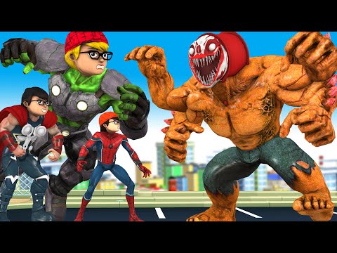 Avengers Team Nickhulk Hero vs Giant Zombie Six Hands Saves City - Scary Teacher 3D Animation
