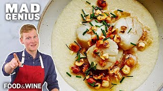 Seafood and Wine Give Cheese Grits Some Elegance | Sancerre-Poached Scallops with Grits | Mad Genius