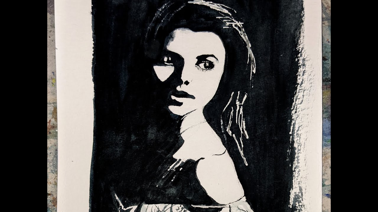Watch Aquarelle Noir Et Blanc Now Portrait en Noir et Blanc - Démo Aquarelle #4