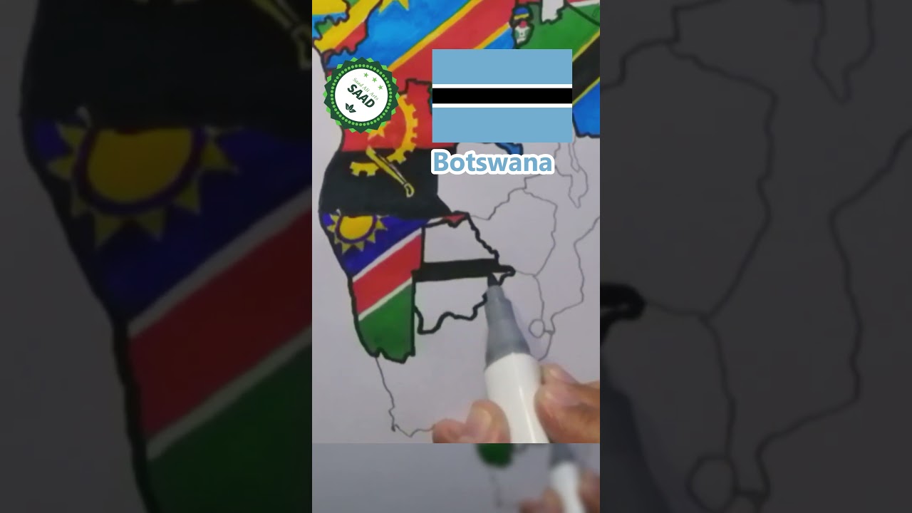 Botswana flag map drawing 🇧🇼 | Botswana map