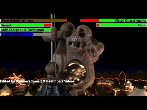 Wallace & Gromit: The Curse of the Were Rabbit (2005) Final Battle with healthbars