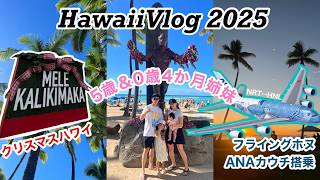 【子連れハワイ】生後4ヶ月&5歳姉妹を連れてクリスマスハワイ🌴フライングホヌのANAカウチ搭乗記✈️