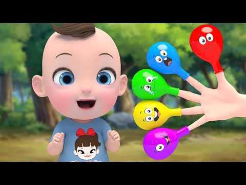 5 color Finger Family  balloons Song | Learn Color Ten In The Bed Nursery Rhymes & Kids Songs