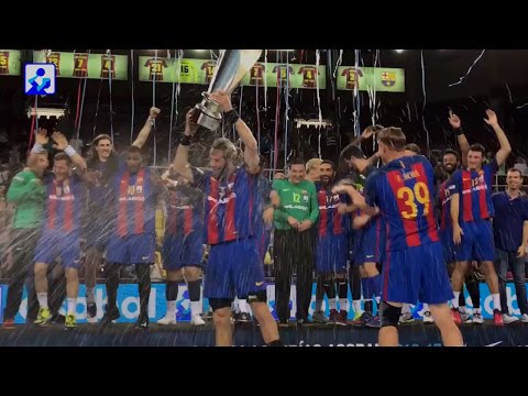 CELEBRACIÓN BARÇA LASSA CAMPEON LIGA LOTERIAS ASOBAL 2016-2017