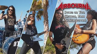 Airbourne - Down on You (Guitar, Bass &amp; Drums cover) ft. @AMYMUSIXX