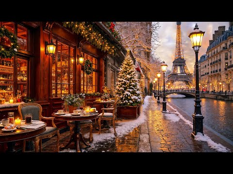 Paris Christmas Jazz Café ☕ Cozy Winter Street Ambience & Relaxing Jazz Music for Study, Work