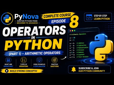 Python Lecture 8 Operators In Python Part 1 Arithmetic Operators