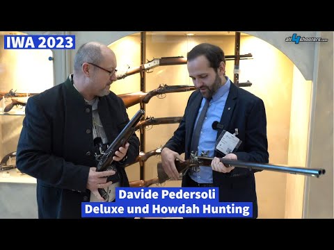 IWA 2023: Bei Davide Pedersoli: Steinschlosswaffen Doppelflinte Deluxe und Howdah Hunting Kaliber 20