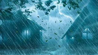 Guaranteed Deep Sleep with Rain Sounds | Heavy Rainstorm, Mighty Thunder & Wind on Hurricane Night