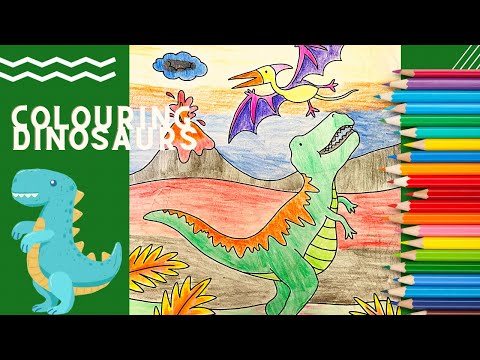 Awesome Dinosaurs Coloring Page 🦖🦕 | Colouring T-Rex and Pterodactile