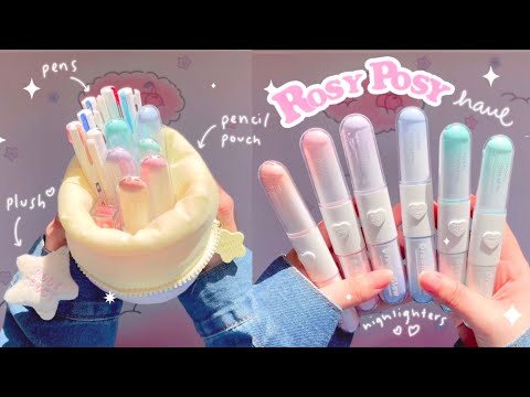 🌸 Cute + Aesthetic RosyPosy Stationery Haul 🌸 kawaii highlighters, pens, pencil case, binder