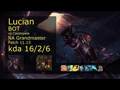 Lucian ADC & Zilean vs Cassiopeia & Alistar - NA Grandmaster 16/2/6 Patch 11.13 Gameplay