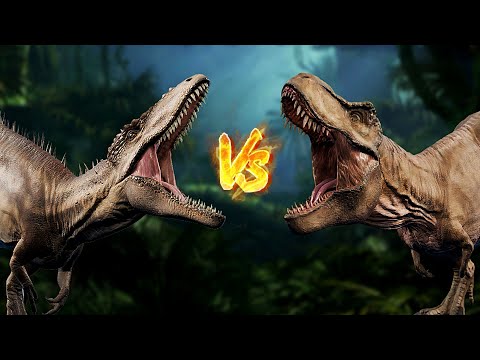 T-Rex vs Carcharodontosaurus Fight | Jurassic World Evolution Dinosaur Fight 🦖