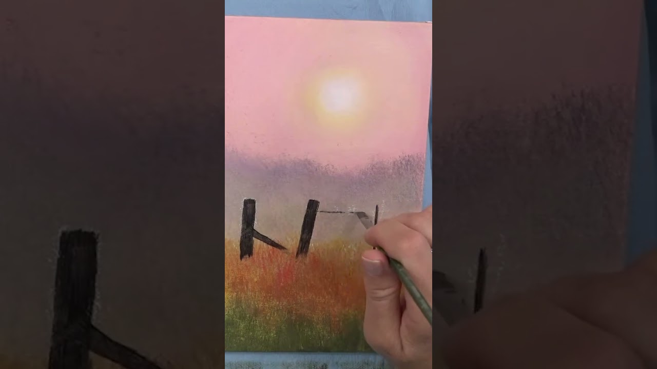 “How to Paint Misty Morning Country Landscape” full tutorial on my channel! 👩‍🎨🌼🙂 #shorts #art