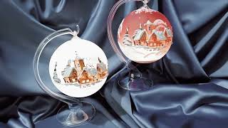 Vánoční skleněný svícen ZÁVĚSNÁ KOULE ČERVENÁ HŮRKA 11 cm, 1 ks