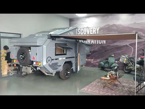 a fully expanded tent trailer njstar rv camper van toy hauler #rvlife #frame #traveltrailer #offroad