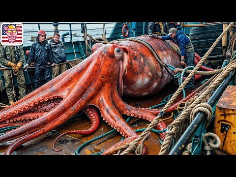 Incredible Giant Squid Fishing -How to Cut & Process Giant Squid at the Factory| Processing Factory