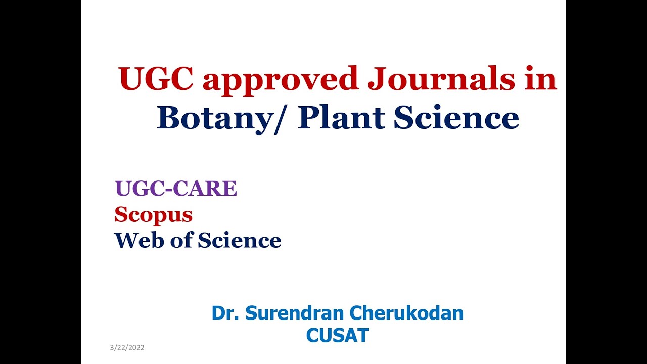 Botany/ Plant Science UGC Approved Journals