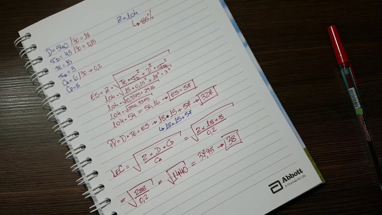 Cálculos de Estoques: Estoque de Segurança, Ponto de Pedido e Lote Econômico de Compras.