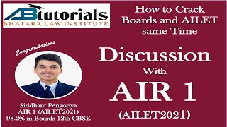 Discussion with AB Tutorial's Student  AIR 1 AILET 2021 - Siddhant Pengoria 