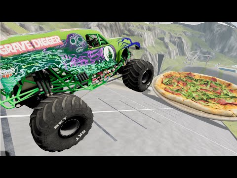 Crazy Car  Crashes VS GIANT PIZZA  High Speed Jump BeamNG Drive