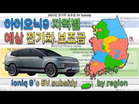 현대 아이오닉9의 각 지자체별 전기차 보조금을 예상해 봅시다