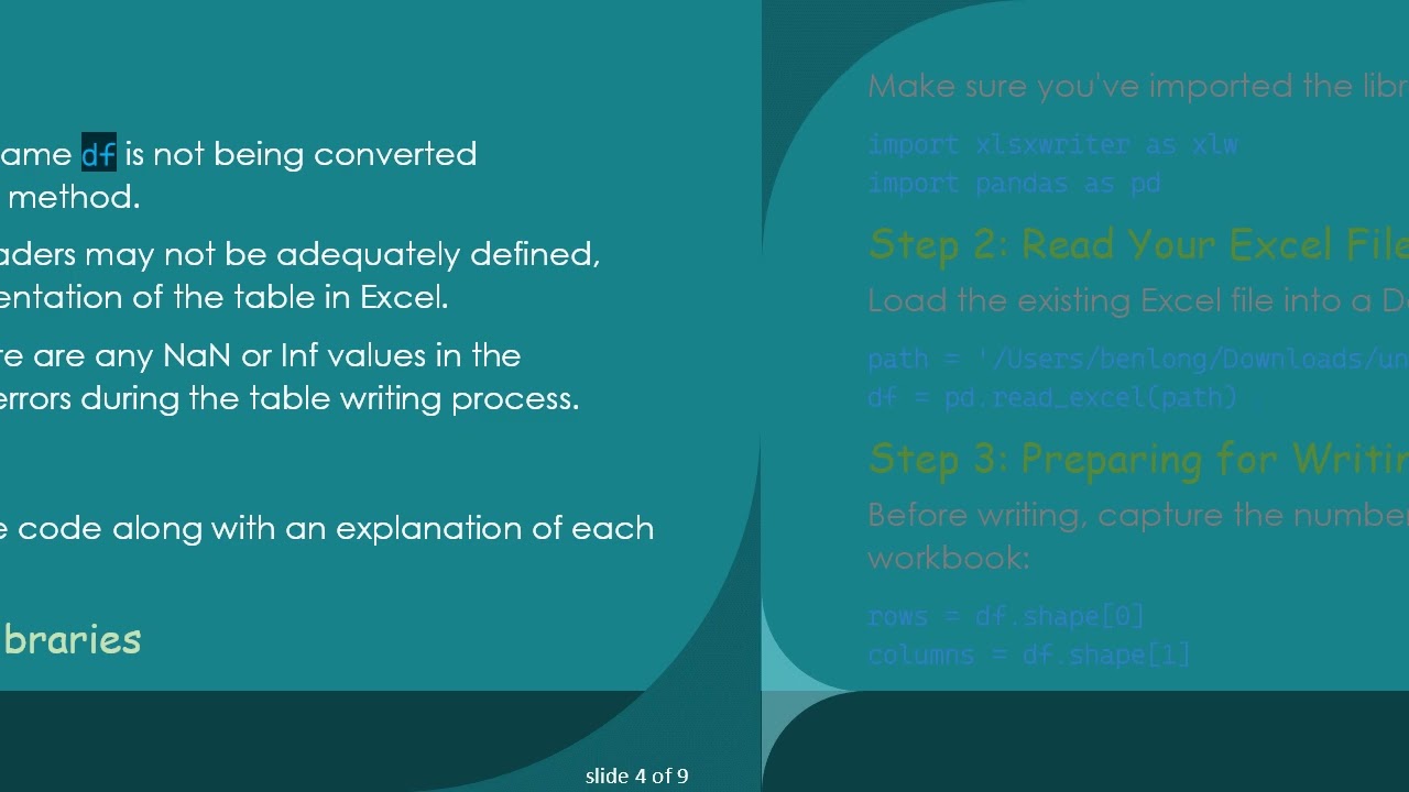 How to Fix Table Writing Issues to Excel Using Python