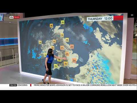 Sky News New Look Graphics:  Before and after weather forecasts with Nazaneen Ghaffar