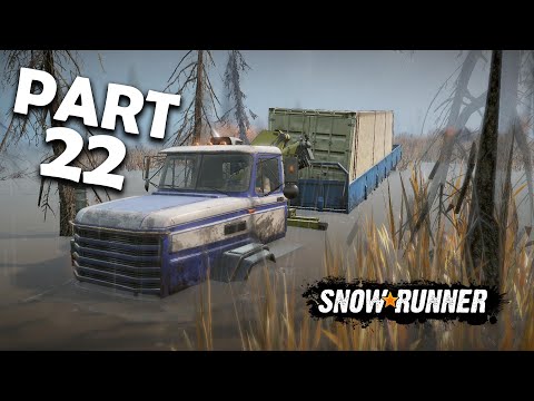 Transporting a huge container through the RIVER #SnowRunner Gameplay Walkthrough Part 22
