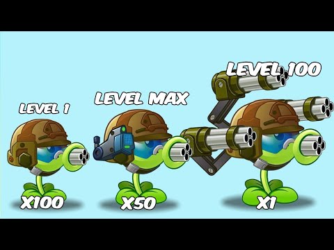 PvZ 2 Challenge - Every Peashooter Plants Level 1 Vs Level Max Vs Level 100 Vs Zombies level 10