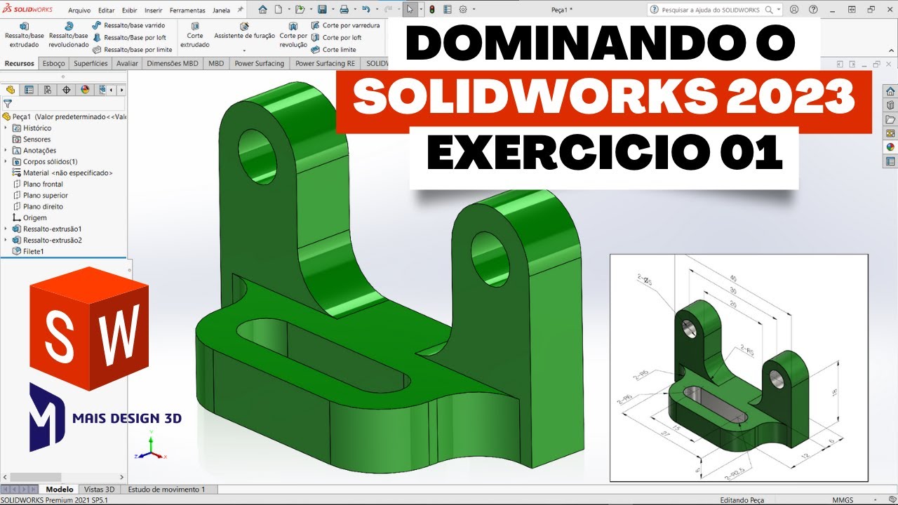 APRENDA SOLIDWORKS EM 2023 | EXERCICIO 01