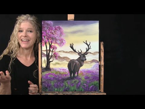 Learn How to Draw and Paint "SPRING BUCK" with Acrylic -Paint and Sip at Home- Fun Animal Art Lesson