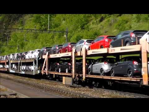 DOPPIA DI BR185 CROSSRAIL CON GTS + DB185 CON BISARCHE AUTO IN TRANSITO A WASSEN (CH) 2 - 6 - 2014