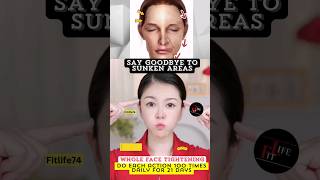 Say Goodbye To Sunken Areas   | Facail Yoga #wrinkles #antiaging #facialyoga  #shorts #faceyoga