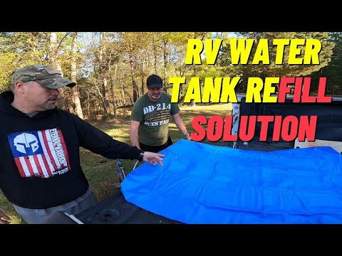 how to use fold-a-tank, dry camping water supply, fresh water refill, no water rv, fall camping rv
