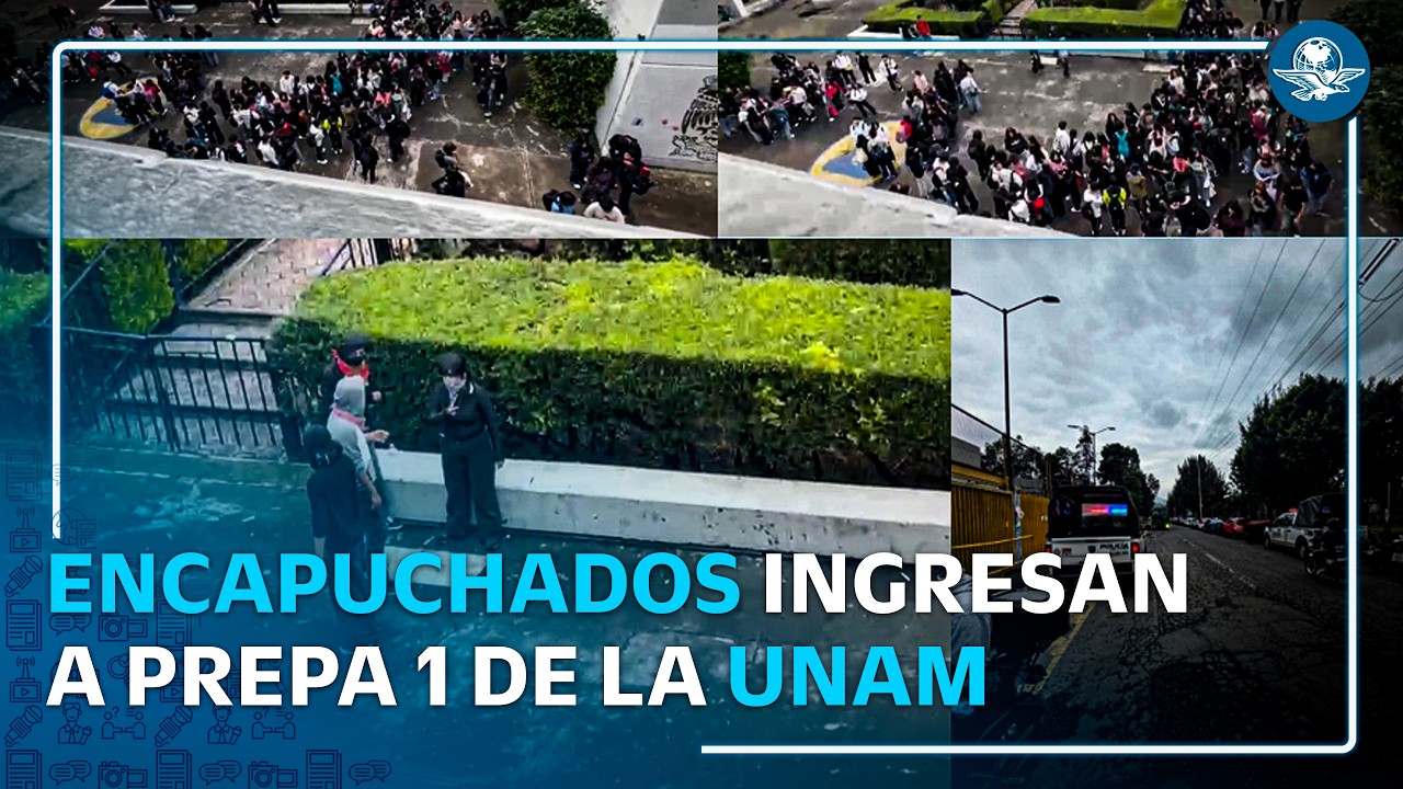 Encapuchados irrumpen en Prepa 1 de la UNAM; plantel suspende clases