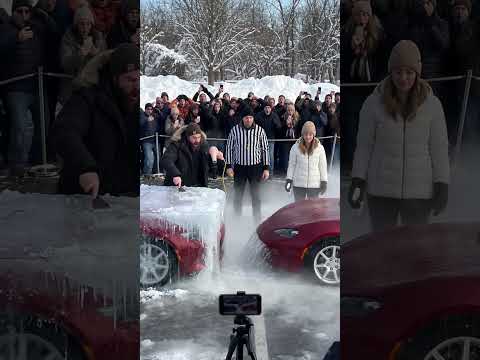 THE WHOLE LOT WATCHED HER CAR BREAK OUT OF THE ICE