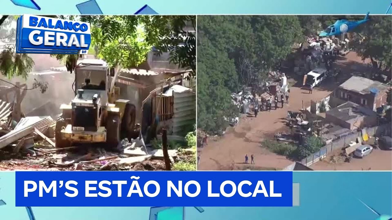 Bombeiros desmontam barreira de fogo durante desocupação no Setor de Inflamáveis | Balanço Geral DF
