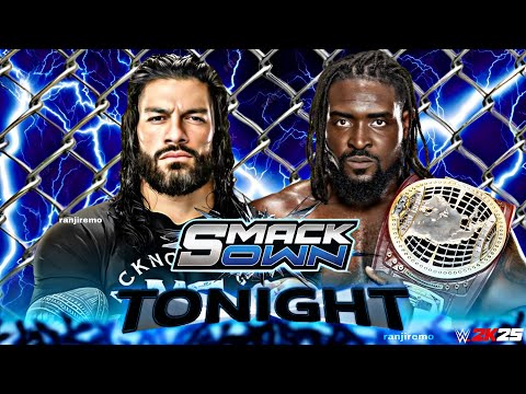 Roman Reigns vs Oba Femi Wwe SmackDown 15 Feb 2026 Steel Cage Wwe2k25 Simulation - FULL MATCH