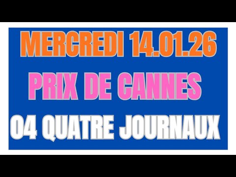 PRIX DE CANNES 04 QUATRE JOURNAUX WEEKEND GAZETTE GENY COURSE PARIS TURF 14.01.2026
