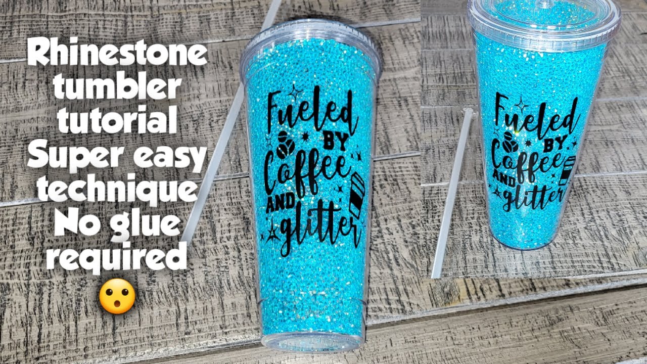 Filled Rhinestone tumbler / bling cup with no glue required / easy rhinestone snow globe tumbler