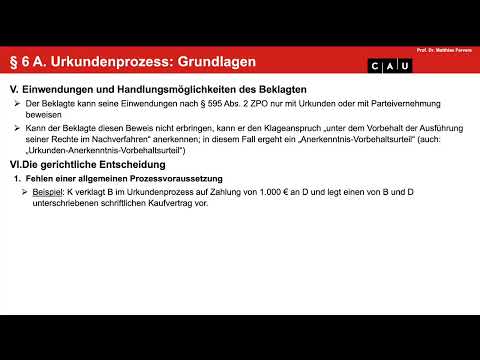 Vertiefung ZPO I – Folge 10 (Urkundenprozess)