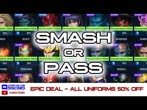 SMASH-OR-PASS ALL UNIFORMS 50% SALE | WHICH STILL WORTH IT ? | 8th ANNIVERSARY | Marvel Future Fight